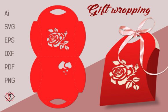 3D SVG Rose Gift Wrap for Holidays Branding