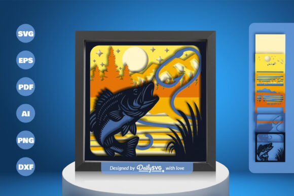 Bass Fish 3D SVG for Stunning Shadow Boxes