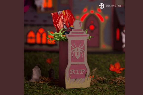 Black Widow Gravestone 3D SVG for Halloween Branding