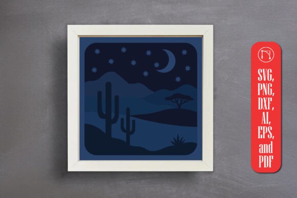 Boho Landscape 3D SVG for Shadow Boxes