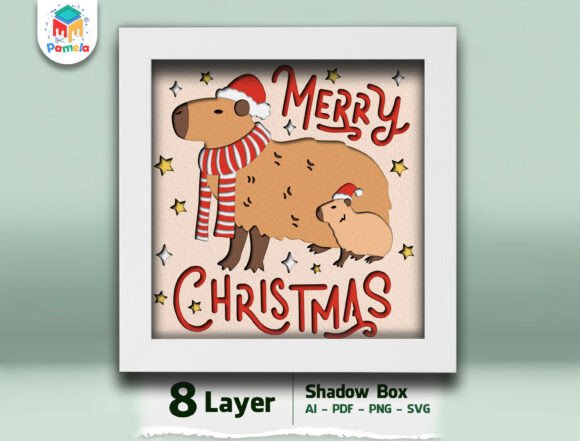 Capybara Merry Christmas Shadow Box SVG Review