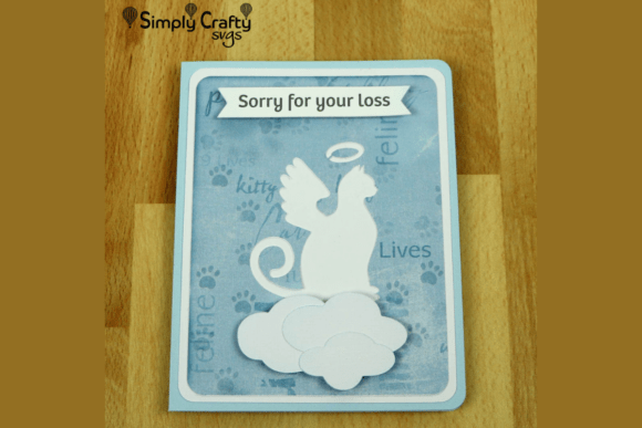 Cat Angel Sympathy Card SVG: 3D SVG for Cats