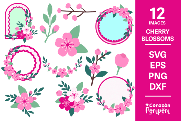 Cherry Blossom SVG Bundle: 3D Floral Compositions