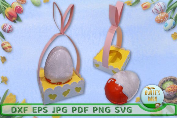 Easter Egg Basket with Bunny Ears: 3D SVG Gift Boxes