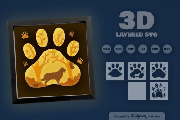 Golden 3D SVG Dogs for Premium Blog Graphics