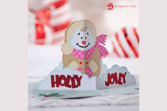 Holly Jolly Snowman Card SVG: A 3D SVG Winter Asset