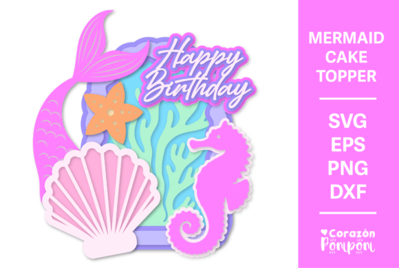 Mermaid Cake Topper SVG: A 3D SVG for Summer