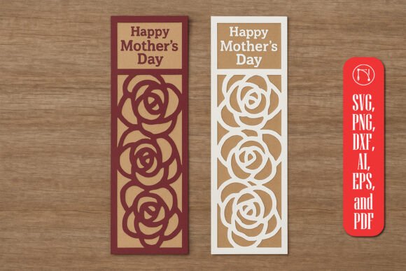 Mother's Day Paper Cut Bookmark SVG: 3D Floral Compositions