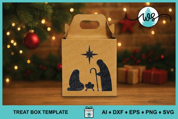 Nativity Gift Box 3D SVG for Christmas Web Design