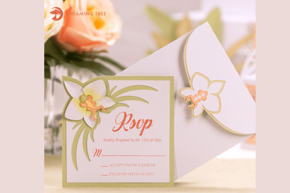 Orchid RSVP Card SVG: Elegant 3D Greeting Cards