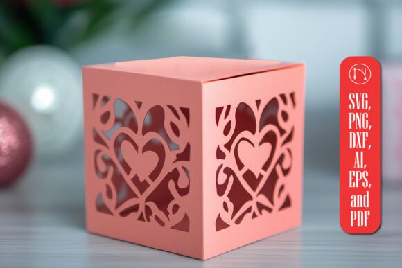 Paper Cut Valentine Gift Box SVG: 3D Shapes for Design