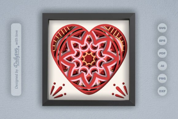 Valentine's 3D SVG Mandala for Editorial Design